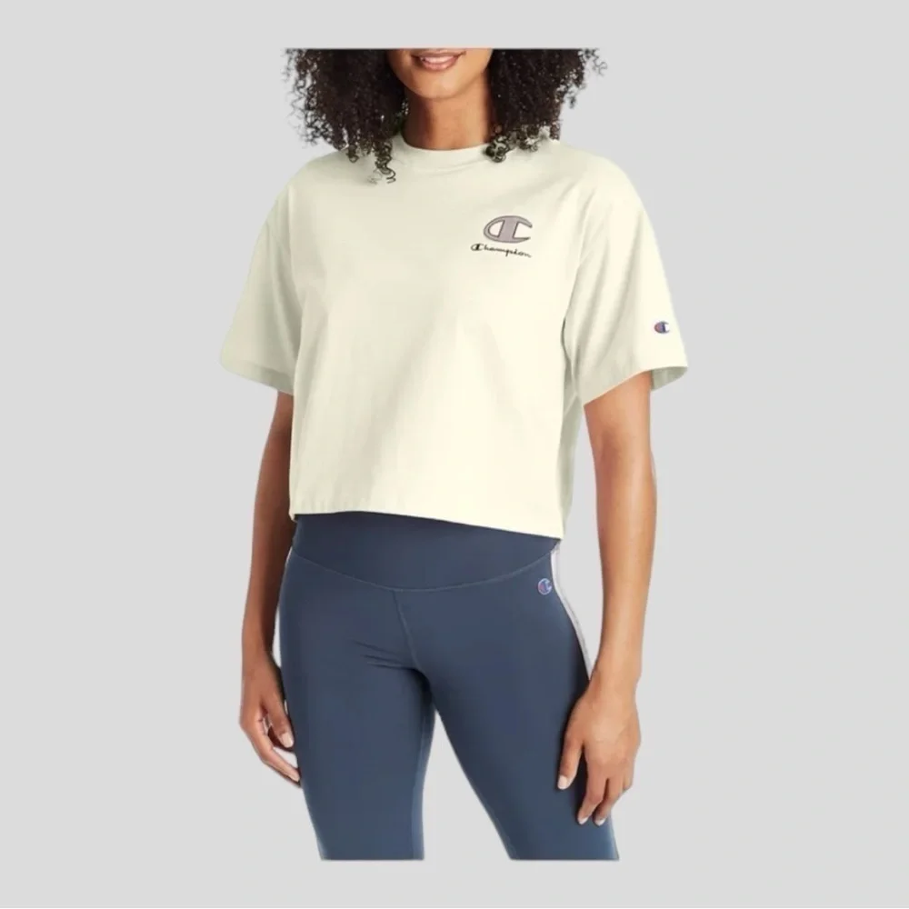 Champion Women’s Short Sleeve Crewneck Crop Top - Size XL - Picture 9 of 11